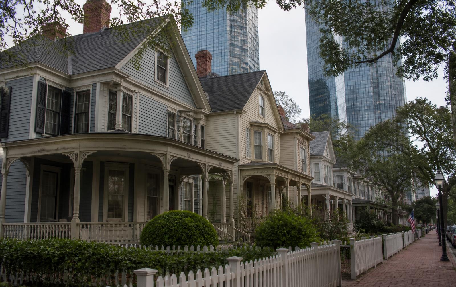 Historic and modern architecture side by side in Uptown Charlotte
